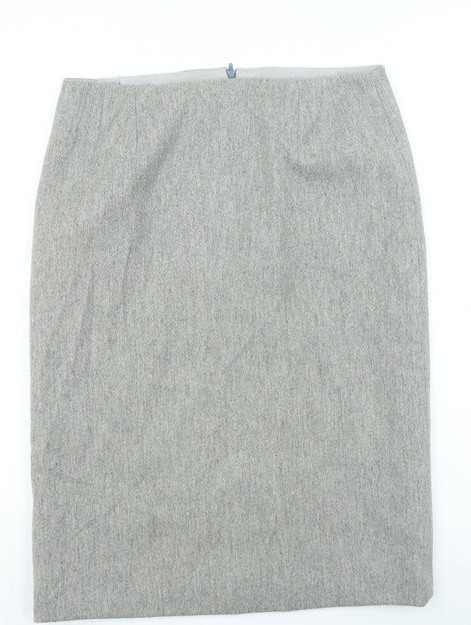 Preworn Womens Grey Polyester Straight & Pencil Skirt Size 34 in Zip