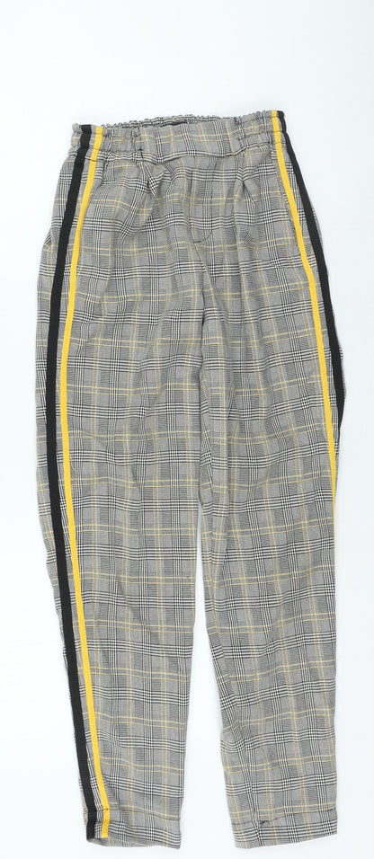 Bershka Womens Multicoloured Plaid Polyester Trousers Size XS L26 in Regular