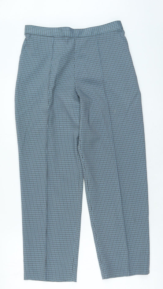 Marks and Spencer Womens Blue Check Polyester Trousers Size 30 in L23 in Regular