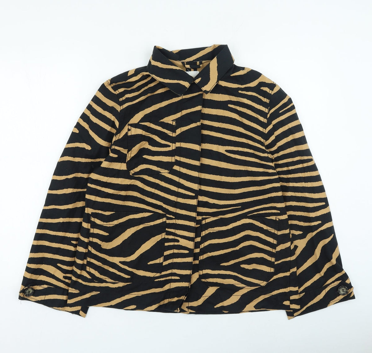 H&M Womens Brown Animal Print Jacket Size 8 Button