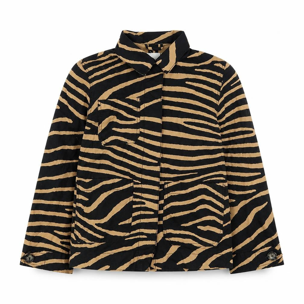 H&M Womens Brown Animal Print Jacket Size 8 Button