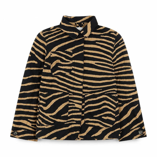 H&M Womens Brown Animal Print Jacket Size 8 Button