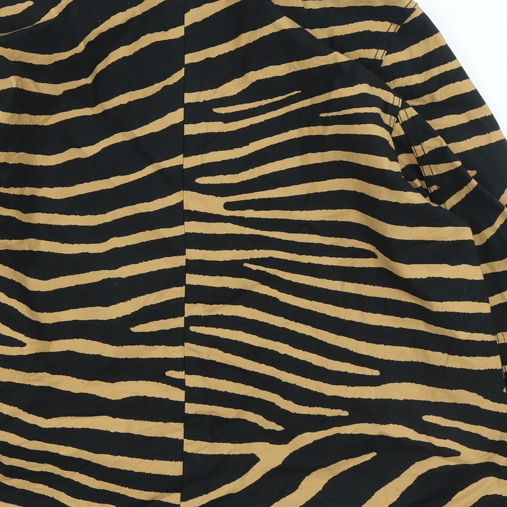 H&M Womens Brown Animal Print Jacket Size 8 Button