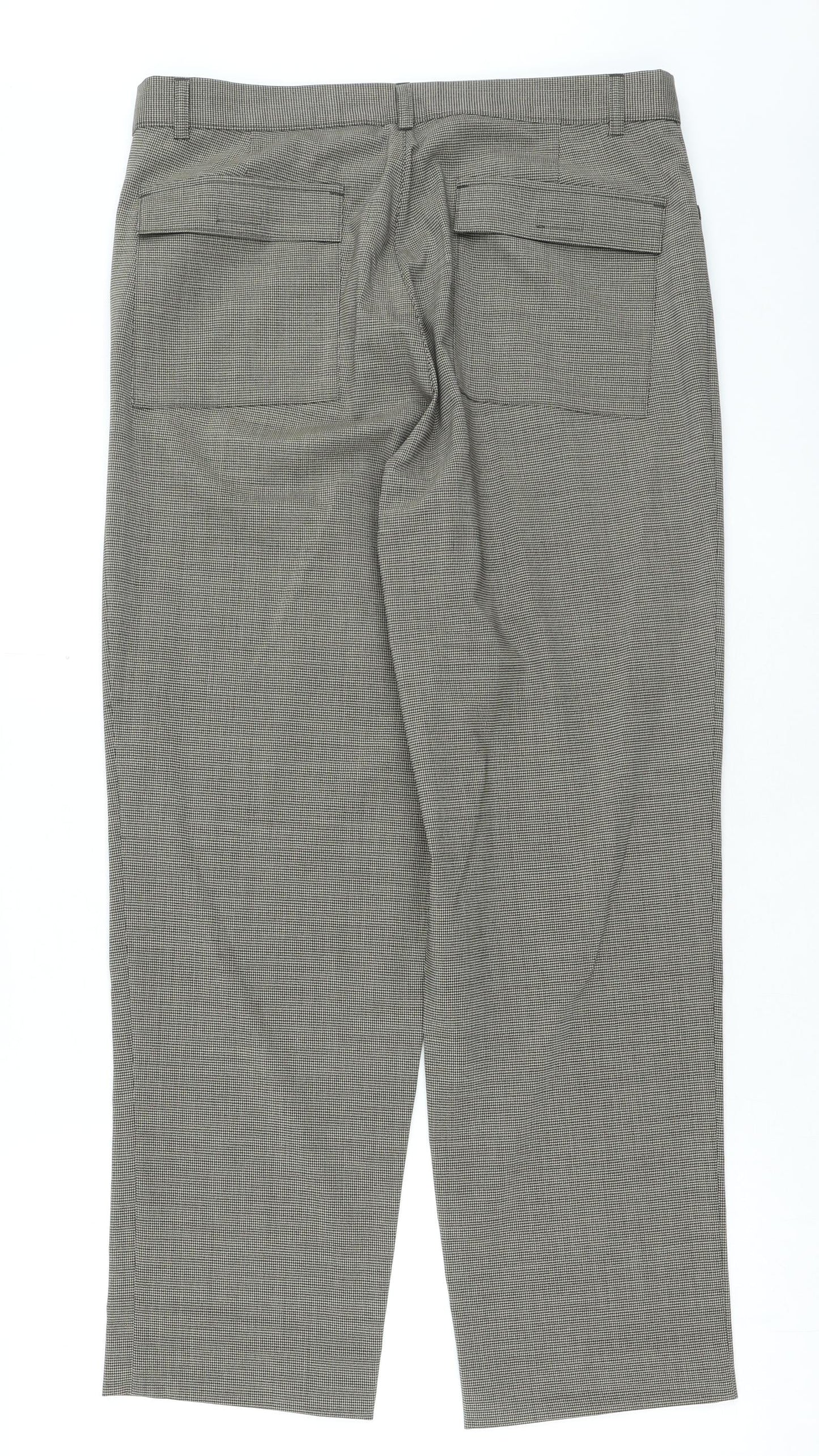 Preworn Womens Brown Plaid Polyester Trousers Size 34 in L29 in Regular Zip