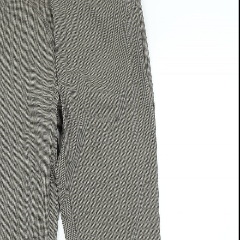 Preworn Womens Brown Plaid Polyester Trousers Size 34 in L29 in Regular Zip