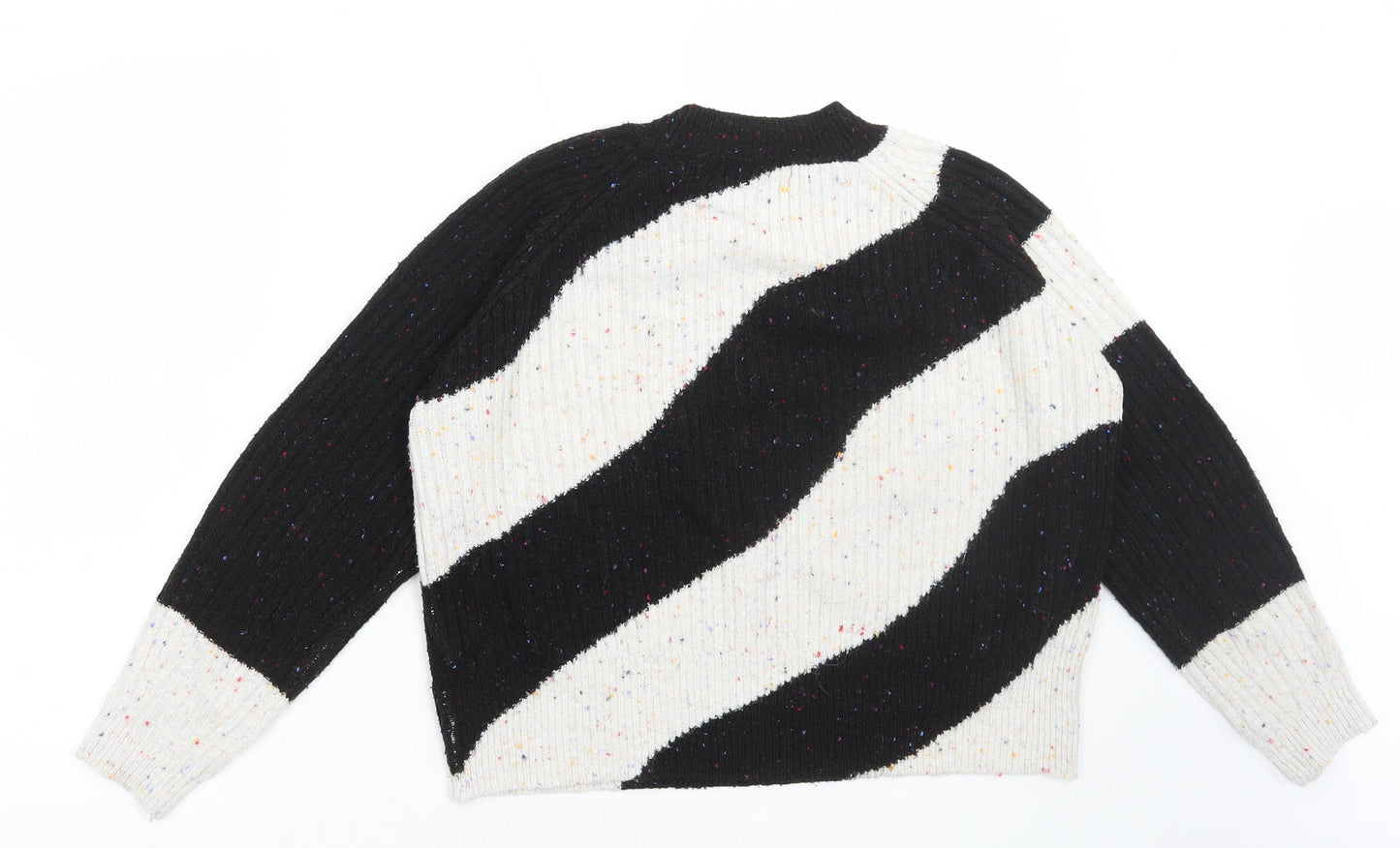 Marks and Spencer Womens Multicoloured Boat Neck Striped Acrylic Pullover Jumper Size S