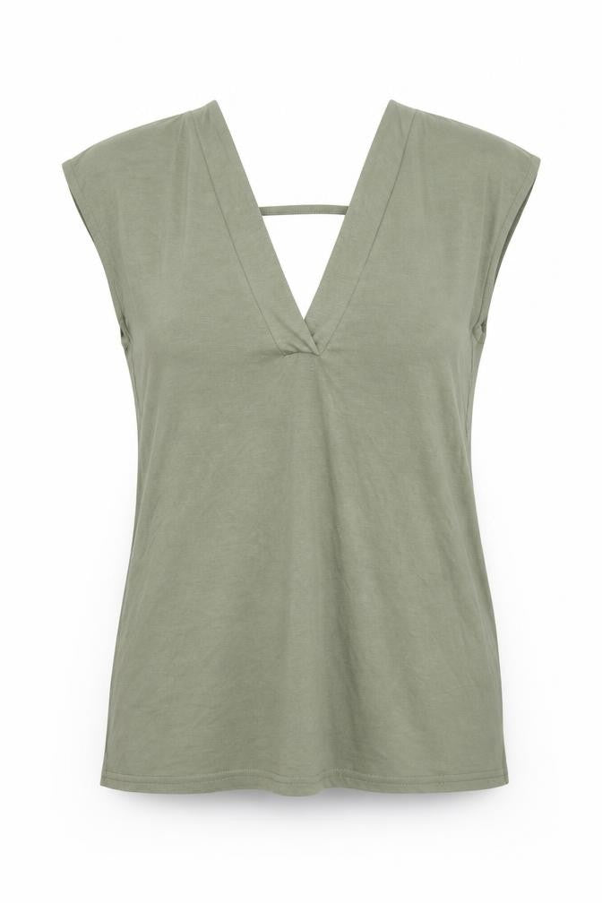 Boohoo Womens Green Polyester Basic Blouse Size 12 V-Neck
