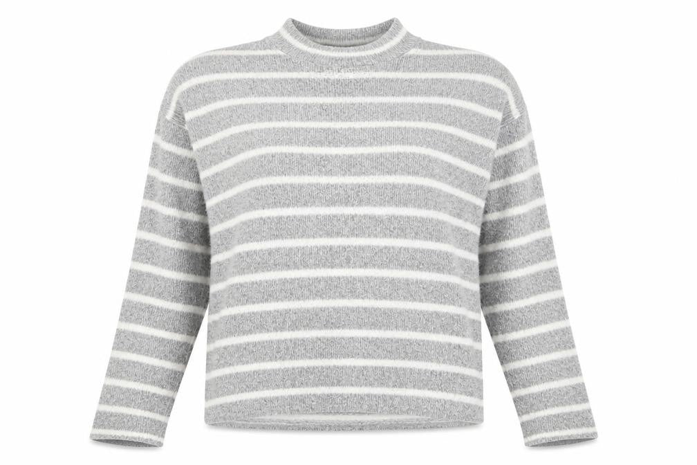 BDG Womens Grey High Neck Striped Polyester Pullover Jumper Size S