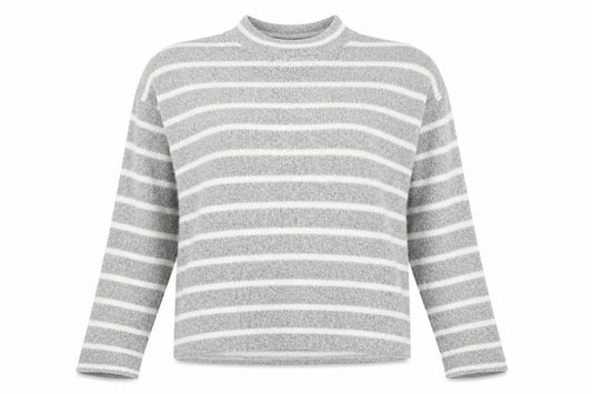 BDG Womens Grey High Neck Striped Polyester Pullover Jumper Size S