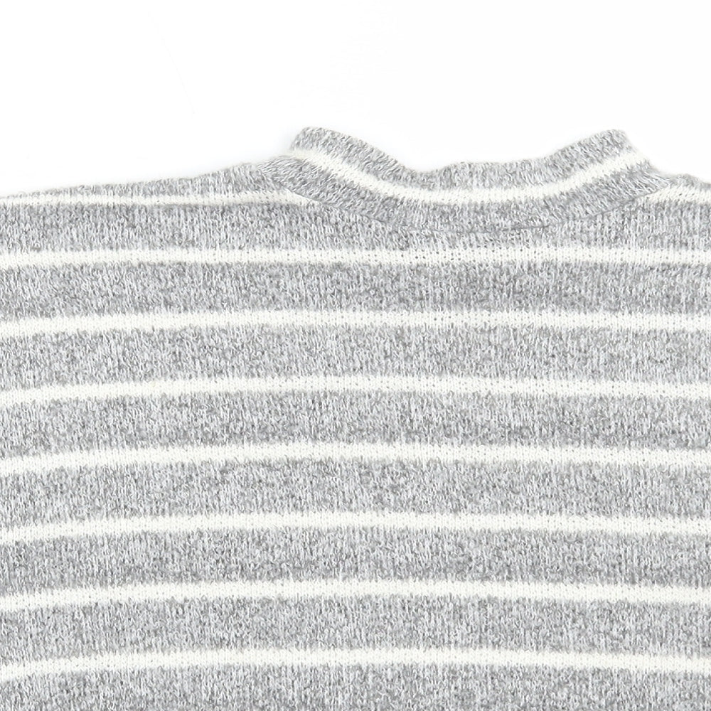 BDG Womens Grey High Neck Striped Polyester Pullover Jumper Size S