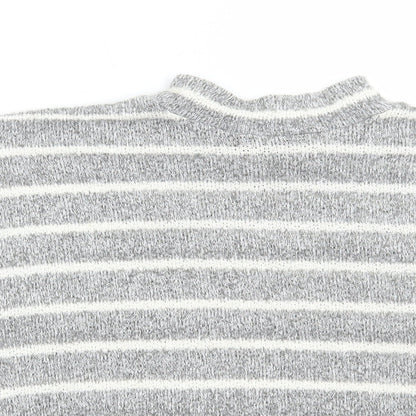 BDG Womens Grey High Neck Striped Polyester Pullover Jumper Size S