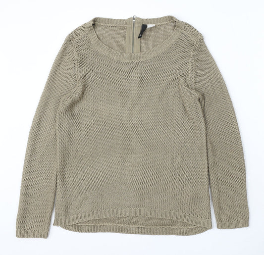 H&M Womens Brown Round Neck Acrylic Pullover Jumper Size 8