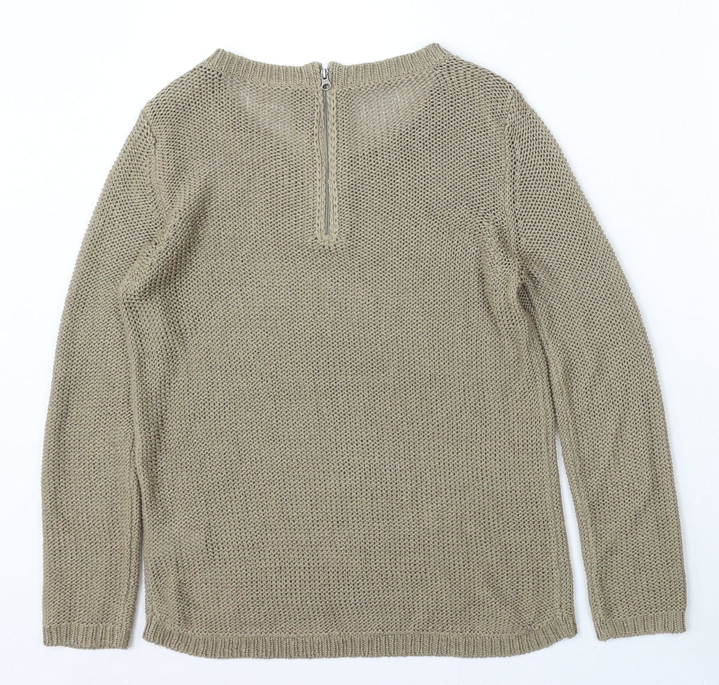 H&M Womens Brown Round Neck Acrylic Pullover Jumper Size 8