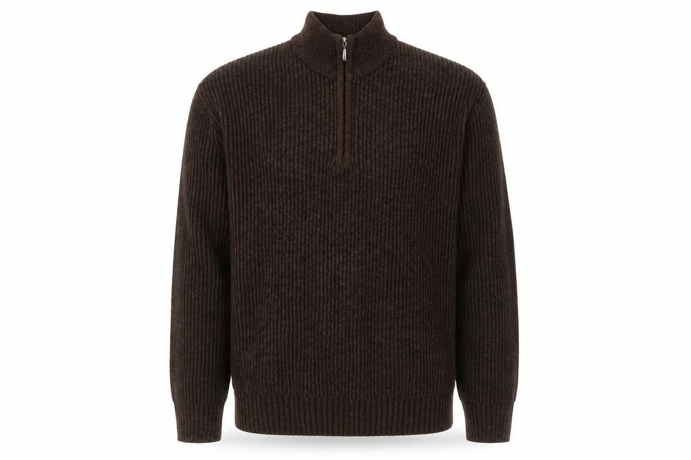 Reed Mens Brown Mock Neck Polyester Pullover Jumper Size L