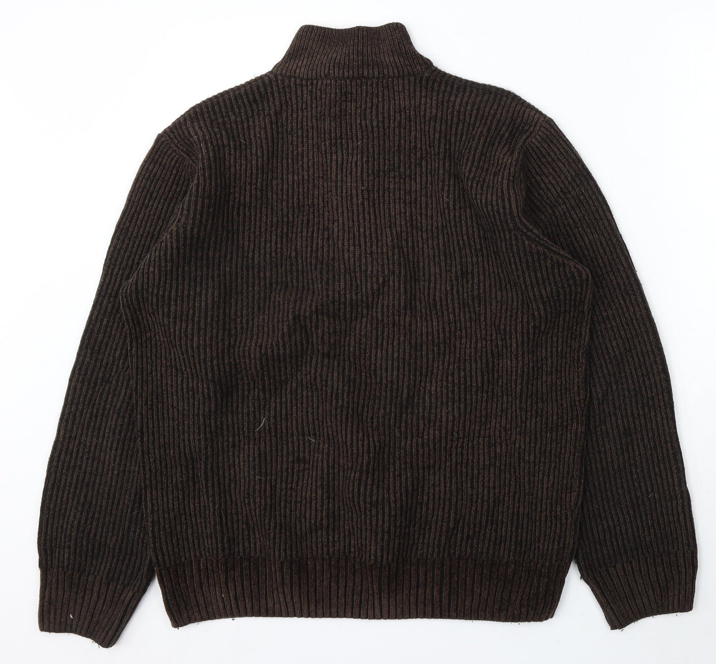 Reed Mens Brown Mock Neck Polyester Pullover Jumper Size L