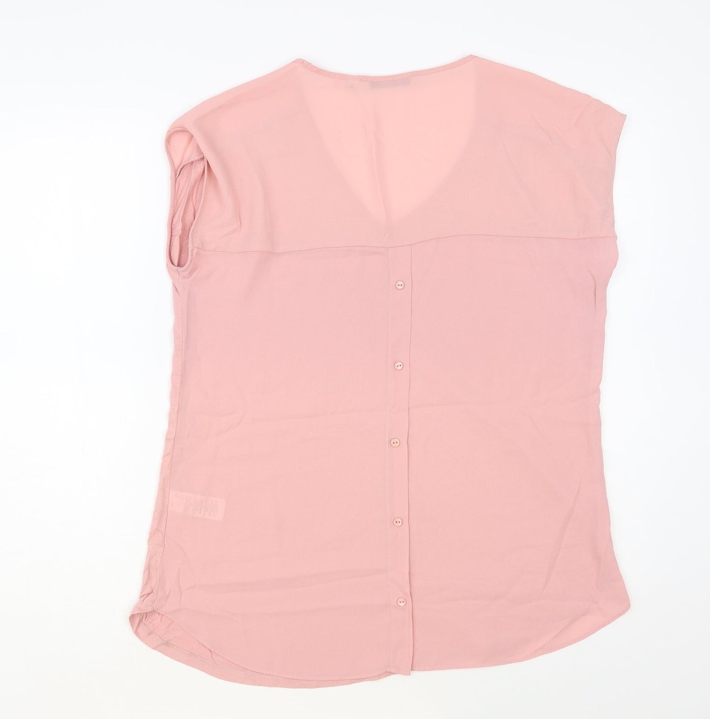 NEXT Womens Pink Polyester Basic Blouse Size 12 V-Neck