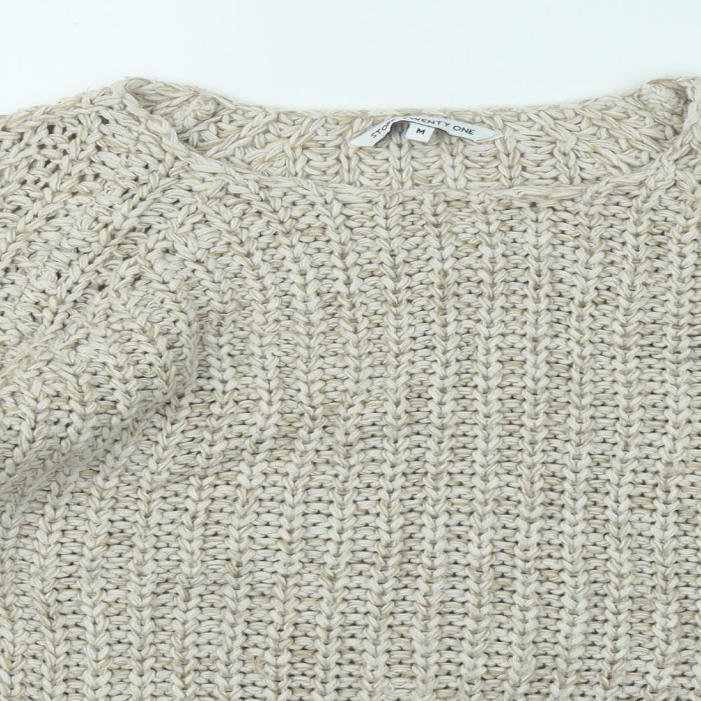 Store Twenty One Womens Beige Round Neck Acrylic Pullover Jumper Size M