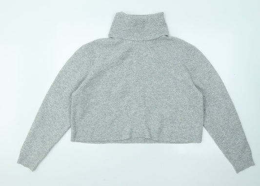 Miss Selfridge Womens Grey Roll Neck Polyester Shrug Jumper Size M