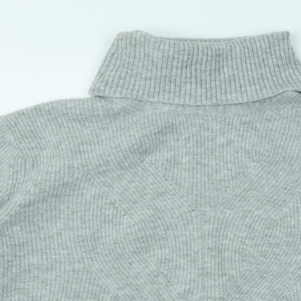 Miss Selfridge Womens Grey Roll Neck Polyester Shrug Jumper Size M