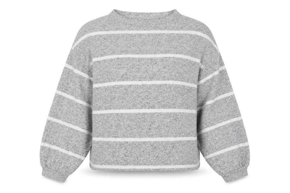 New Look Womens Grey Round Neck Striped Viscose Pullover Jumper Size M