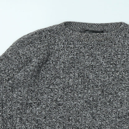 Topshop Womens Grey Round Neck Cotton Pullover Jumper Size 8