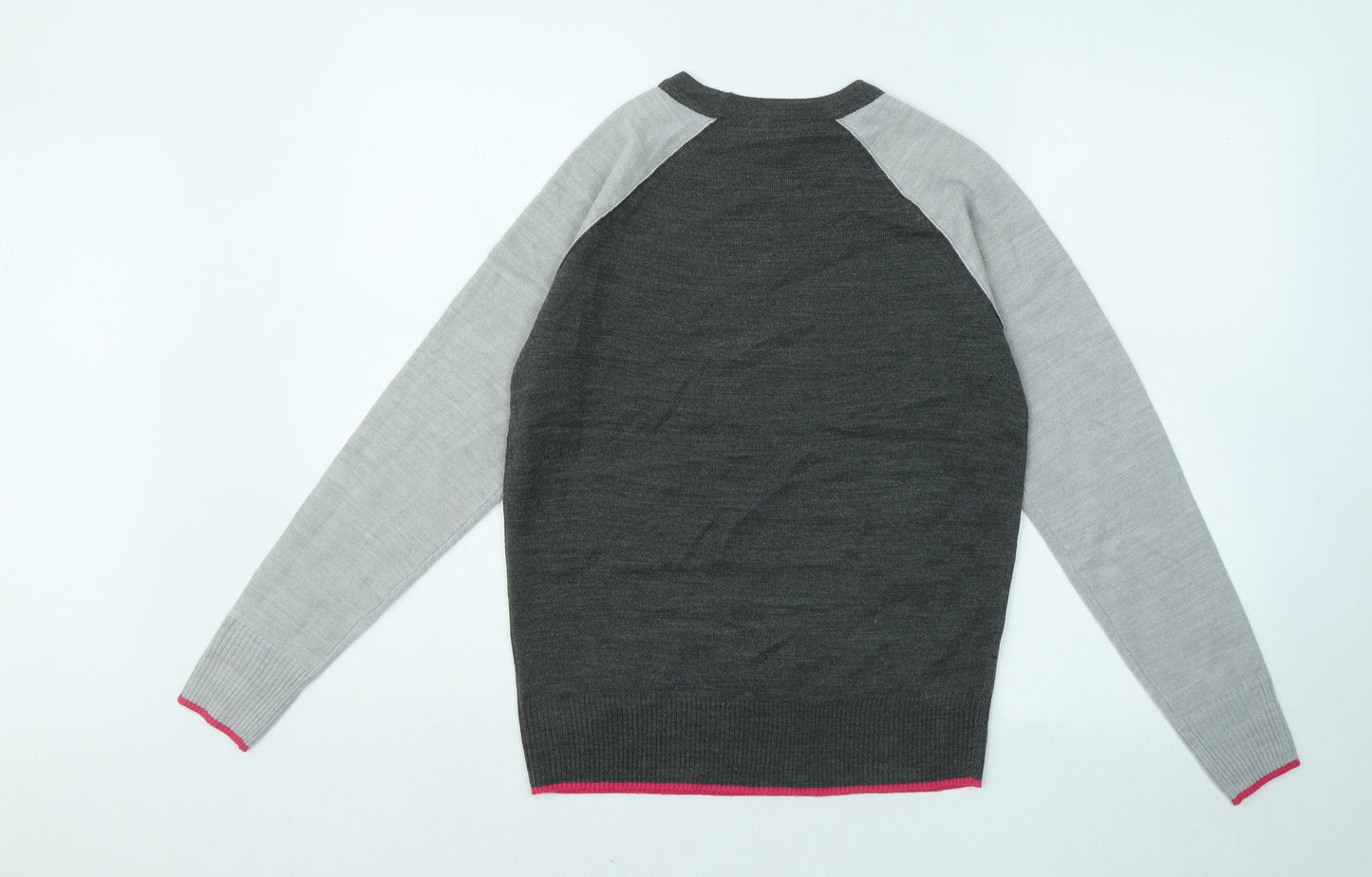 M&Co Womens Grey Round Neck Acrylic Pullover Jumper Size 8