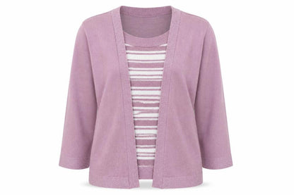 Sarah Hamilton Womens Purple Round Neck Striped Polyester Pullover Jumper Size M