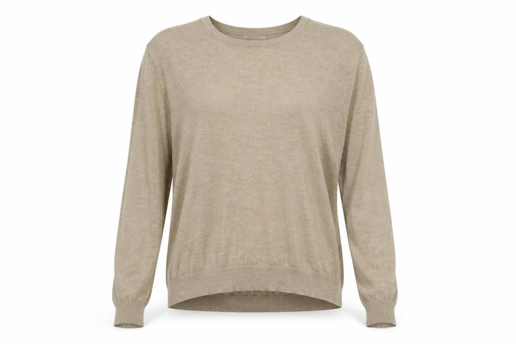 H&M Womens Beige Round Neck Acrylic Pullover Jumper Size S