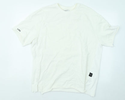 Bershka Womens White Cotton Pullover Sweatshirt Size M Pullover