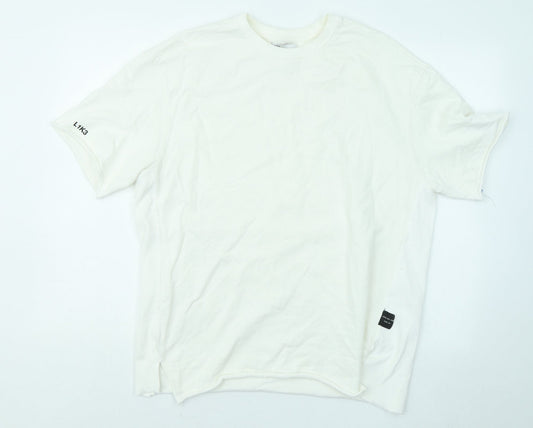 Bershka Womens White Cotton Pullover Sweatshirt Size M Pullover