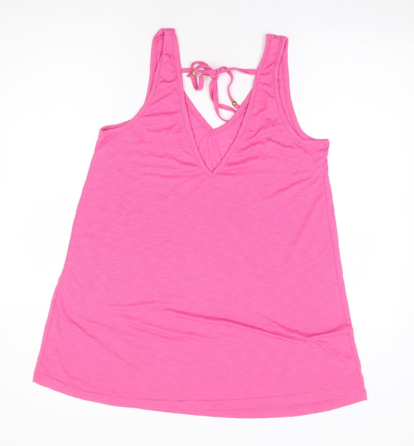 Preworn Womens Pink Polyester Basic Tank Size S V-Neck