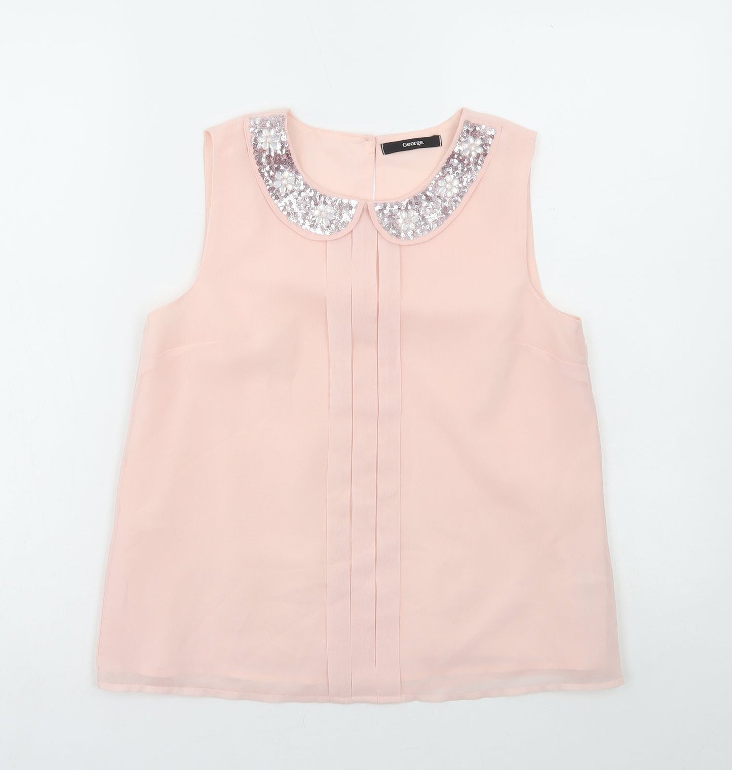 George Girls Pink Polyester Basic Blouse Size 13-14 Years Collared Button