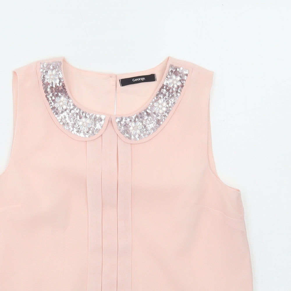 George Girls Pink Polyester Basic Blouse Size 13-14 Years Collared Button