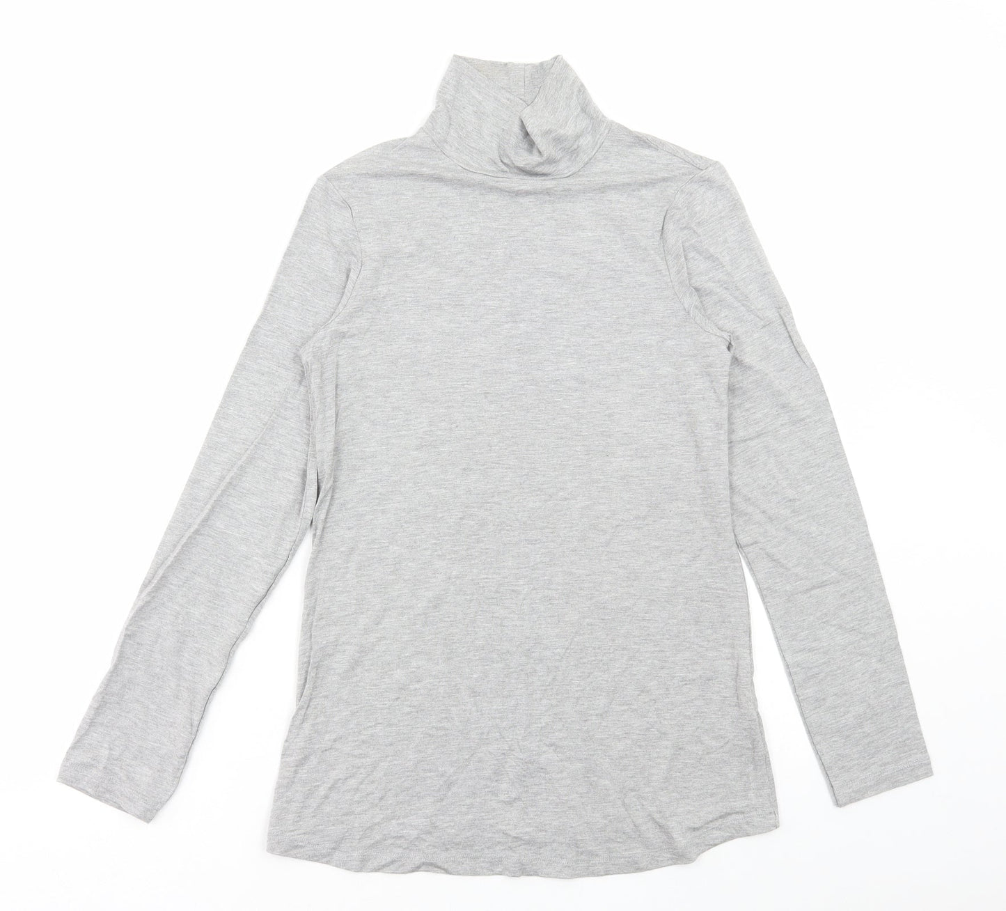 ASOS Womens Grey Viscose Basic T-Shirt Size 8 High Neck