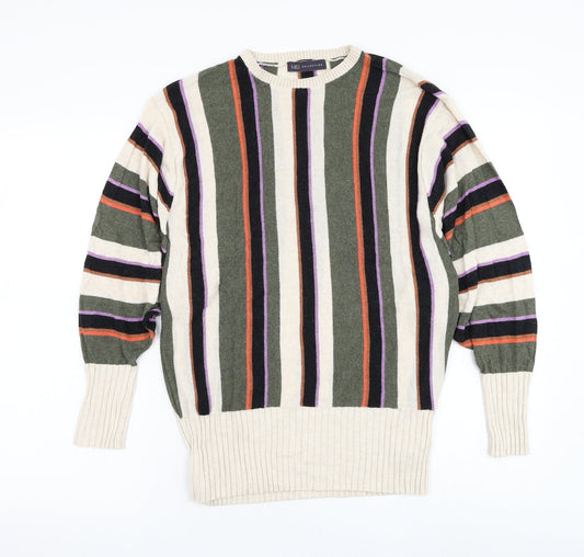 Marks and Spencer Womens Multicoloured Round Neck Striped Viscose Pullover Jumper Size M