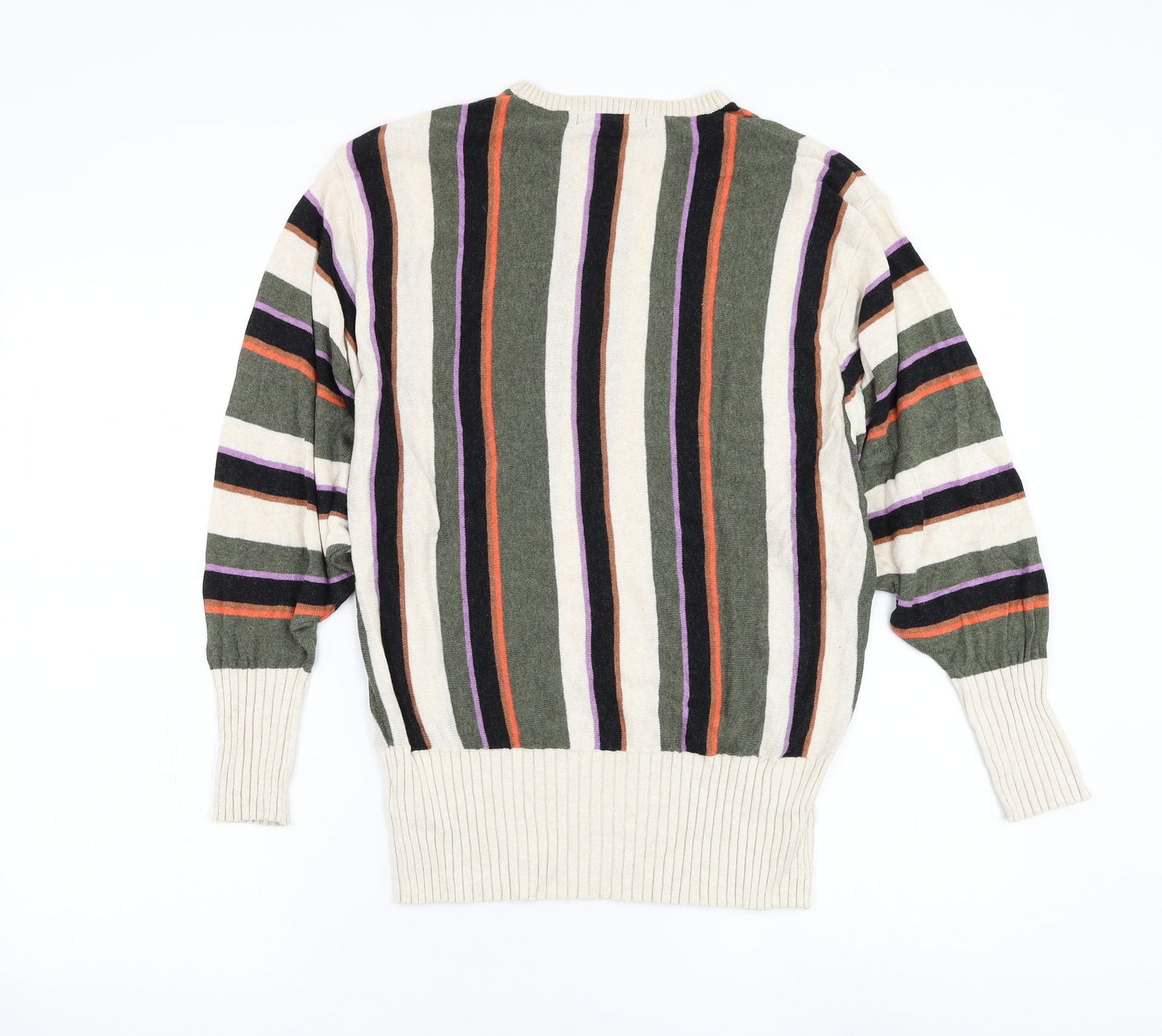 Marks and Spencer Womens Multicoloured Round Neck Striped Viscose Pullover Jumper Size M