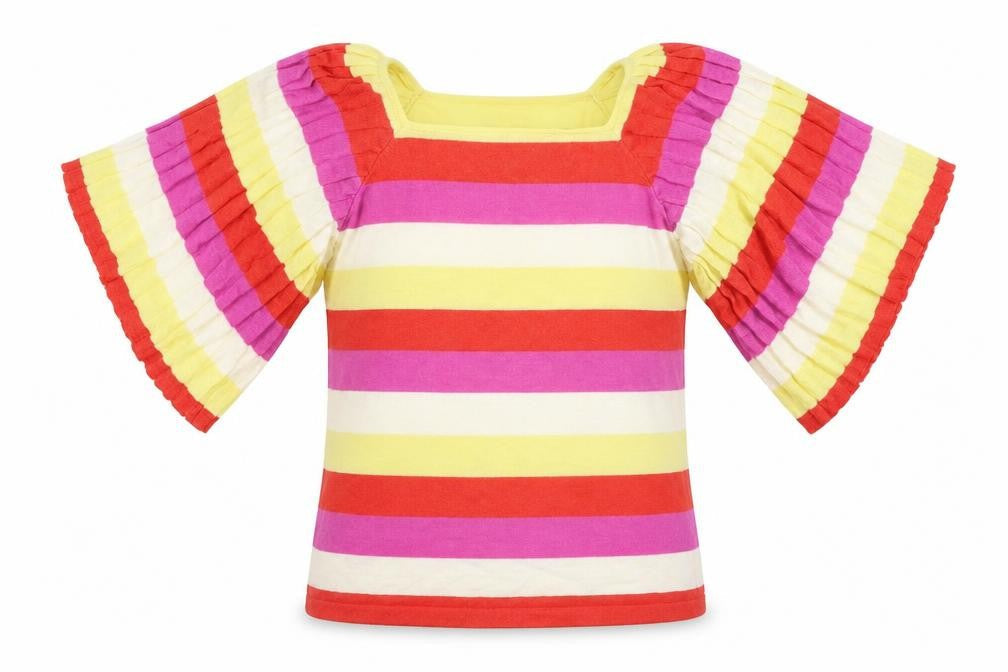 Gallery Womens Multicoloured Striped Viscose Basic T-Shirt Size S Round Neck