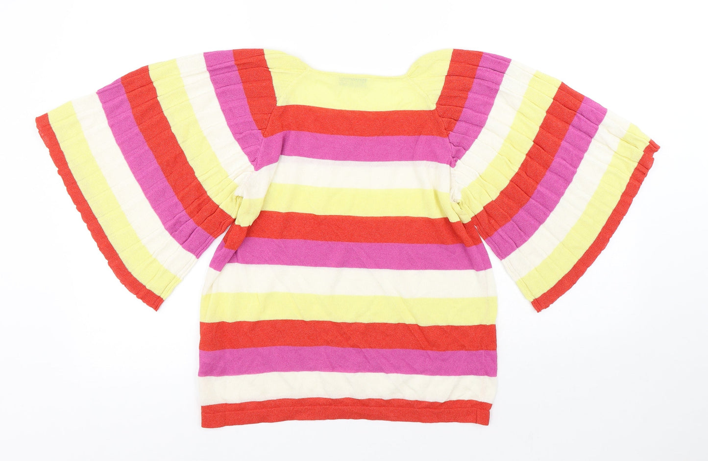 Gallery Womens Multicoloured Striped Viscose Basic T-Shirt Size S Round Neck