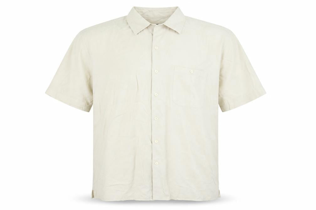 Cedarwood State Mens Beige Viscose Button-Up Size L Collared Button