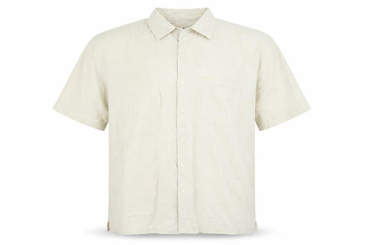 Cedarwood State Mens Beige Viscose Button-Up Size L Collared Button