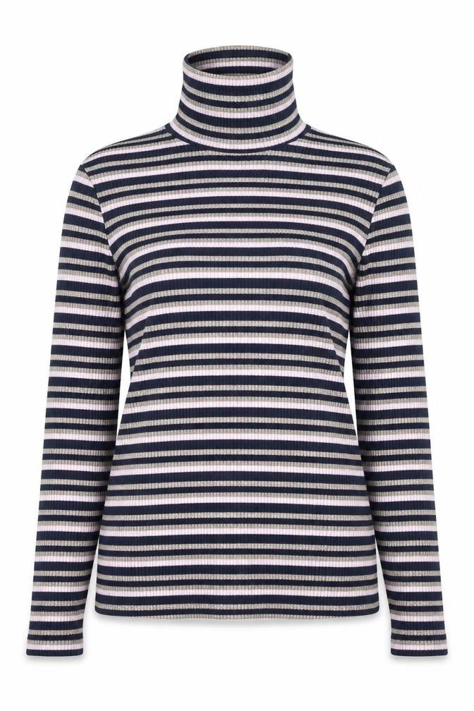 Marks & Spencer Womens Multicoloured High Neck Striped Polyester Pullover Jumper Size 14
