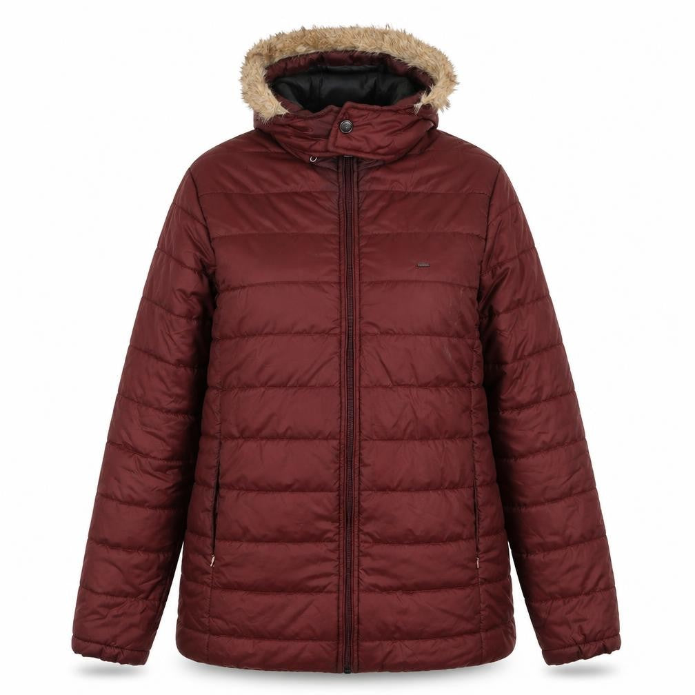Okane Womens Purple Quilted Coat Size L Zip