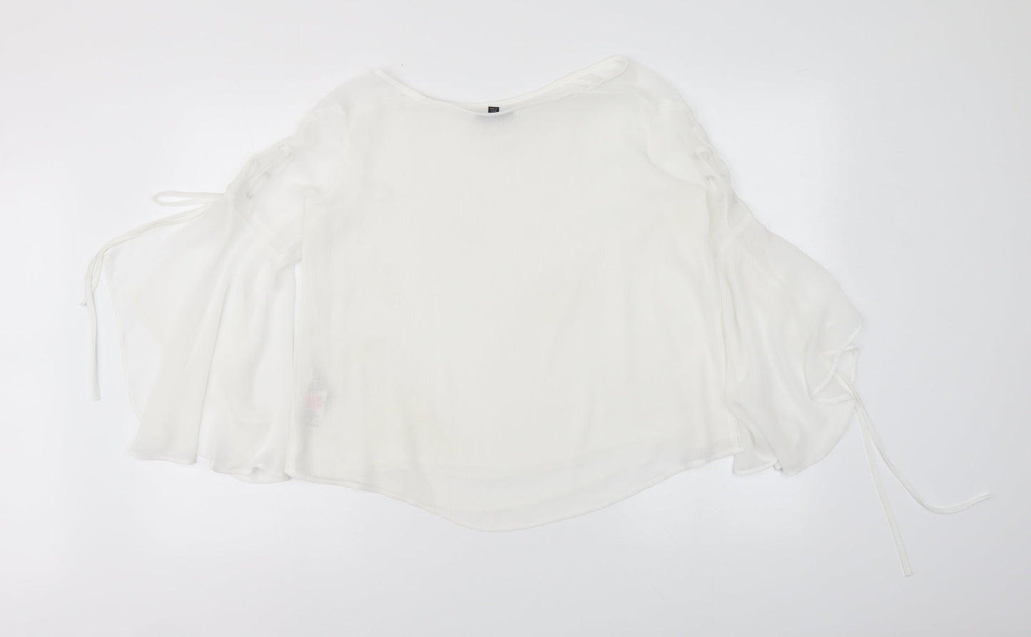 Topshop Womens White Polyester Cropped Blouse Size 8 Round Neck