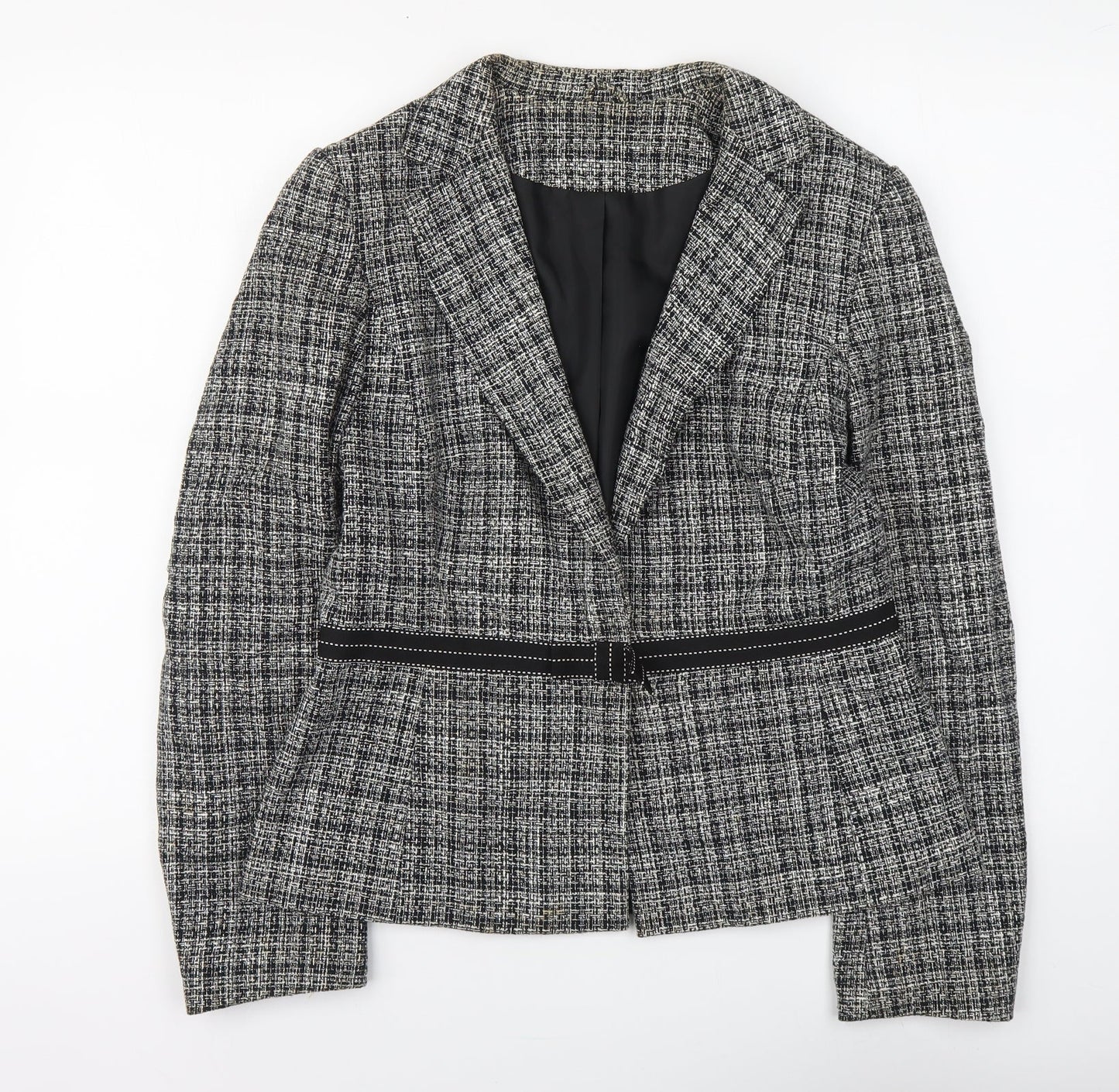 Bay Womens Grey Herringbone Jacket Size 14 Button