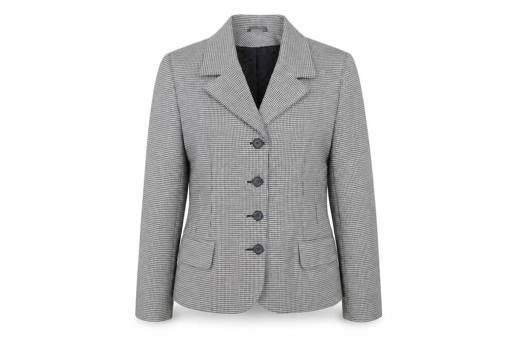 Classic Woman Womens Black Geometric Jacket Blazer Size 14 Button
