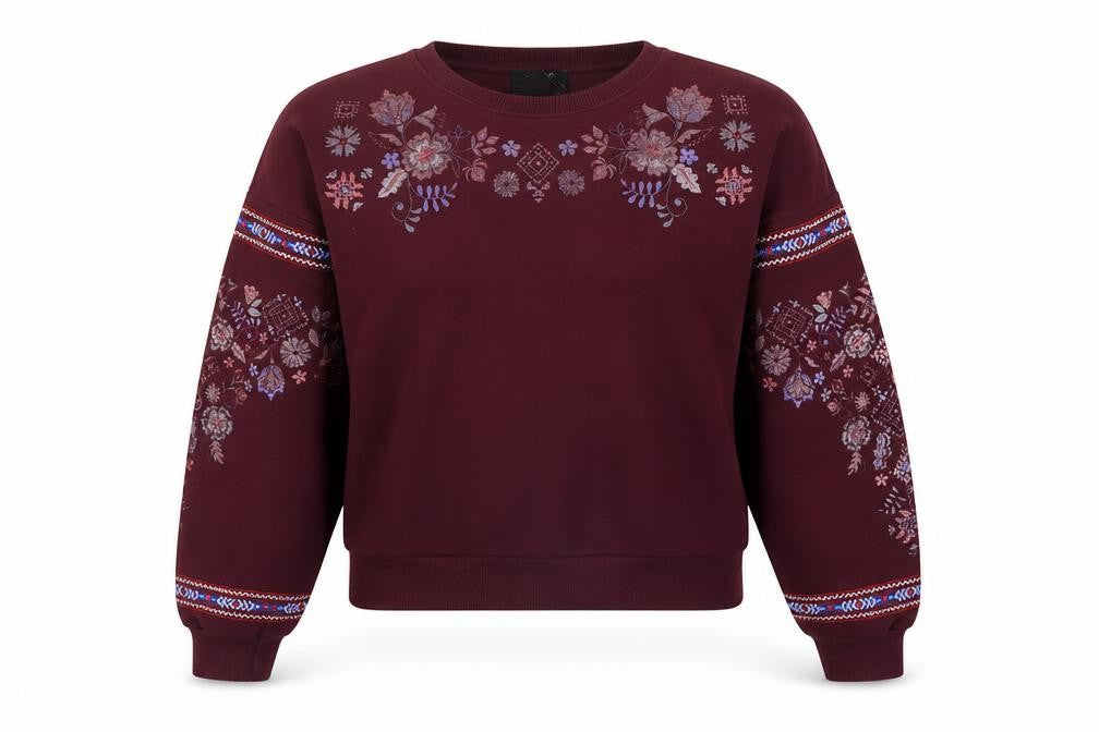 New Look Womens Purple Floral Cotton Pullover Sweatshirt Size 8 Pullover