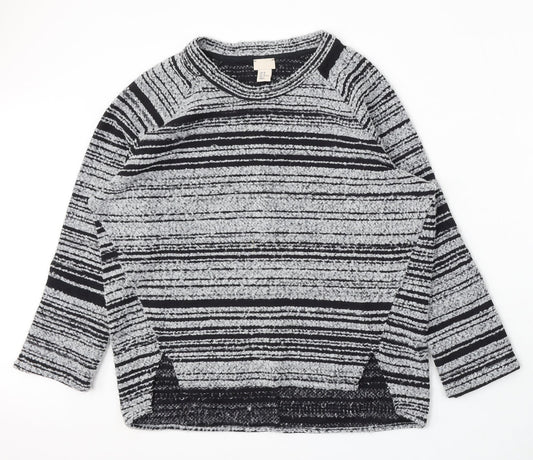 H&M Womens Multicoloured Round Neck Striped Polyester Pullover Jumper Size 12