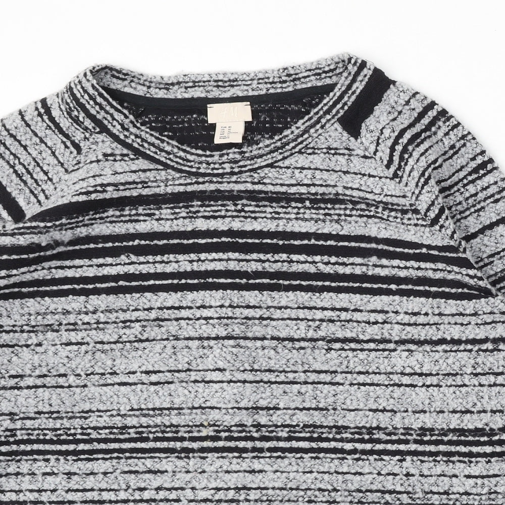 H&M Womens Multicoloured Round Neck Striped Polyester Pullover Jumper Size 12
