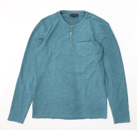 River Island Mens Blue Round Neck Polyester Pullover Jumper Size S