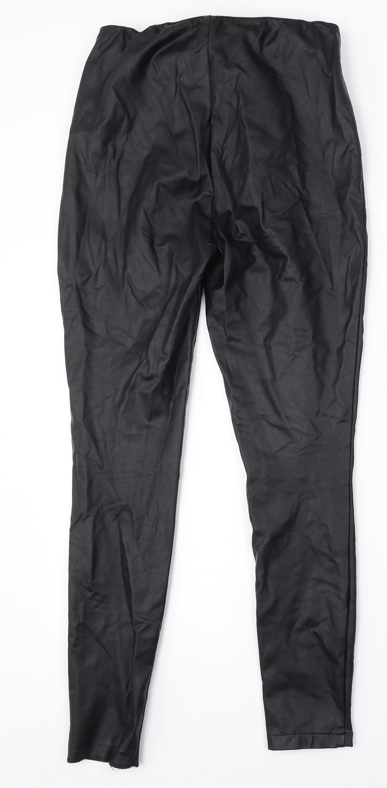 NEXT Womens Black Polyurethane Trousers Size 10 L28 in Regular